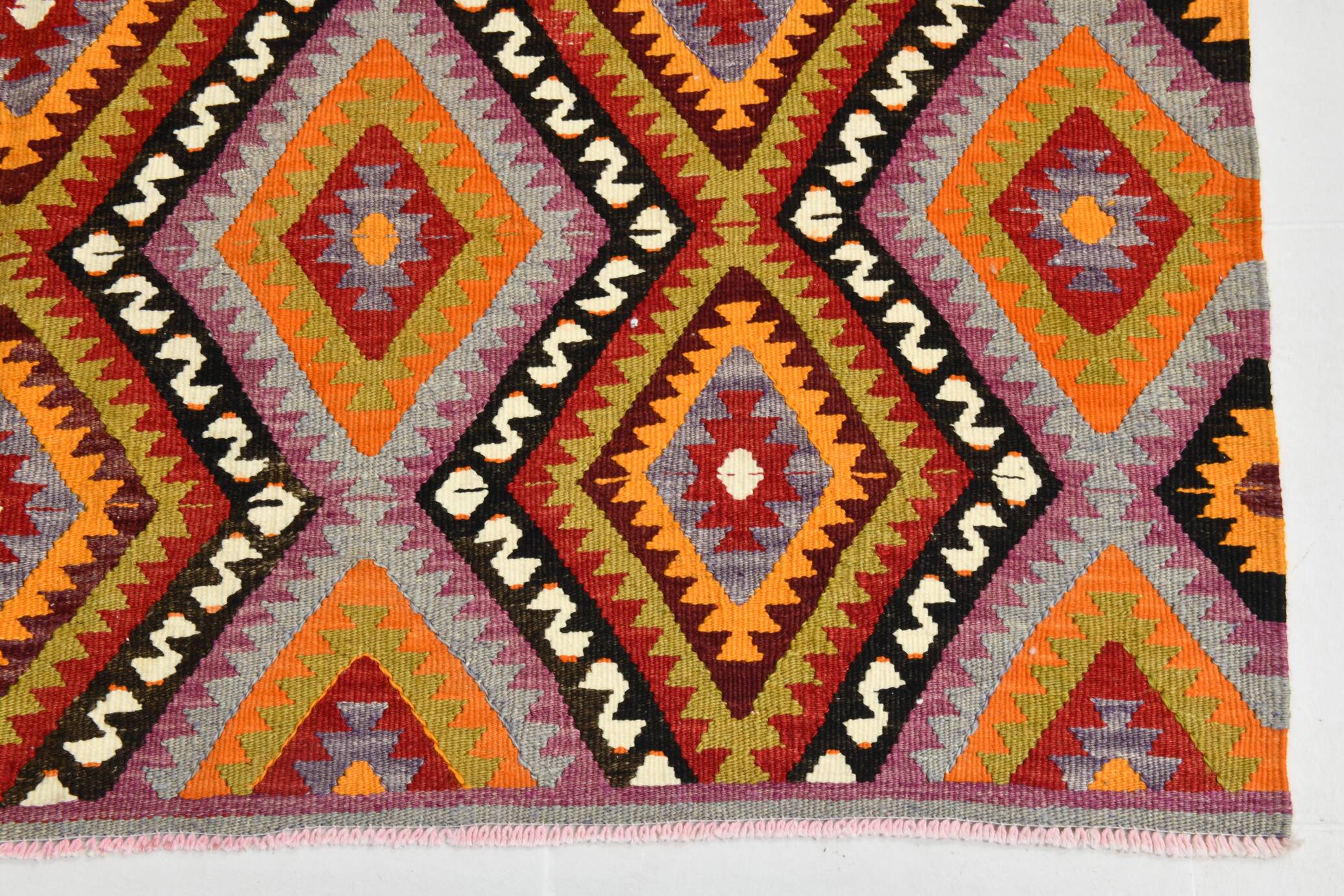 6x8 Multicolor Geometric Style Anatolian Vintage Kilim Rug, 177x236Cm