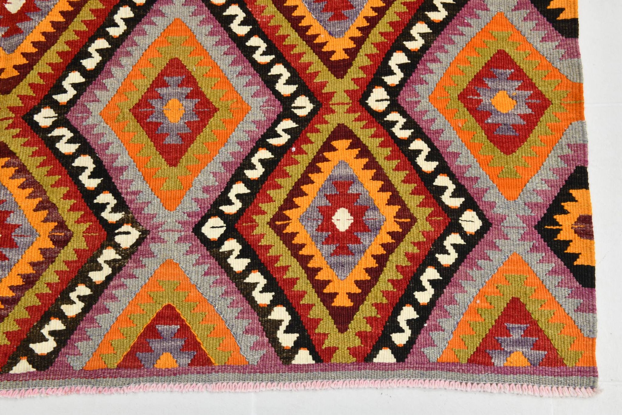 6x8 Multicolor Geometric Style Anatolian Vintage Kilim Rug, 177x236Cm