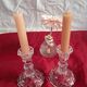 Pair of vintage glass candlesticks in clear glass