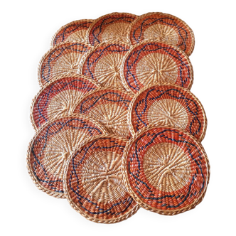 Wicker coaster set with basket