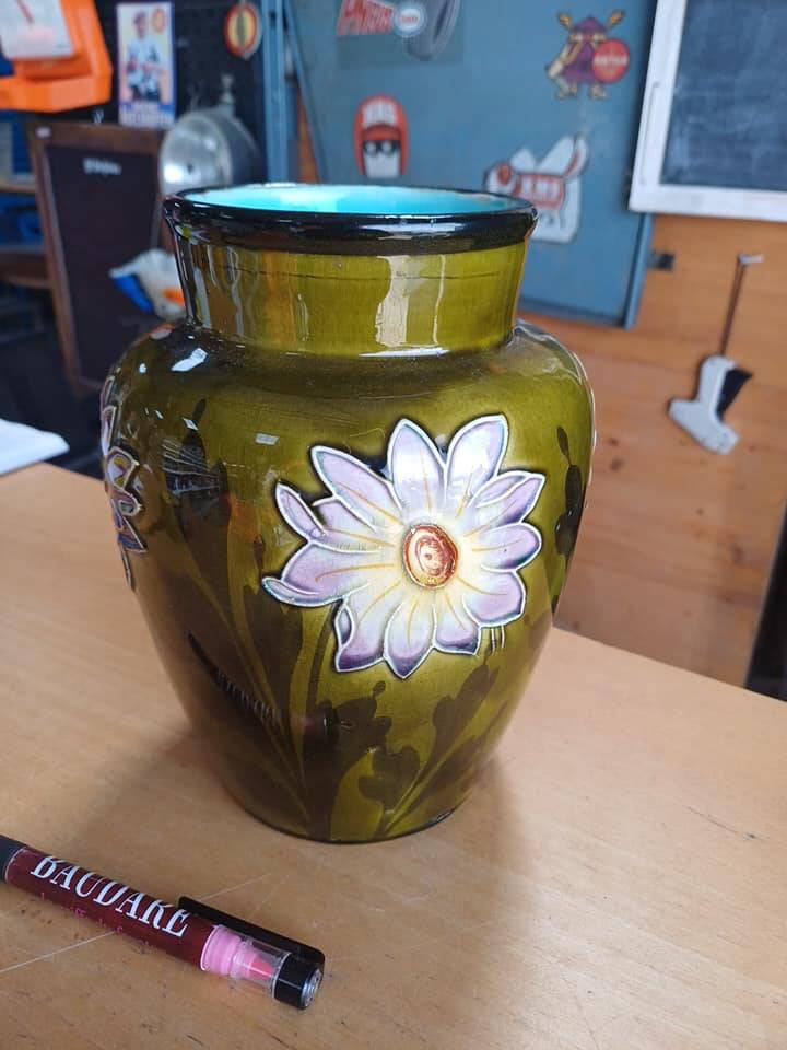Art Nouveau floral slip vase