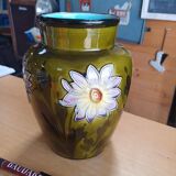 Vase barbotine fleuri art nouveau