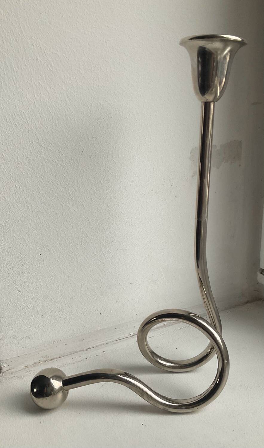 Vintage silver metal candle holder