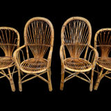 Set en rotin fauteuil et chaise Provençale des années 60