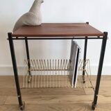 Vintage vinyl coffee table on wheels 1960