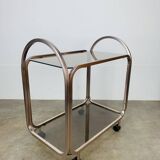 Kaymet dessert trolley in smoked glass and anodised aluminium, 1980s.