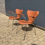 10x Fritz Hansen series 7 Vlinderstoelen in Cognac leather NIEUW!!