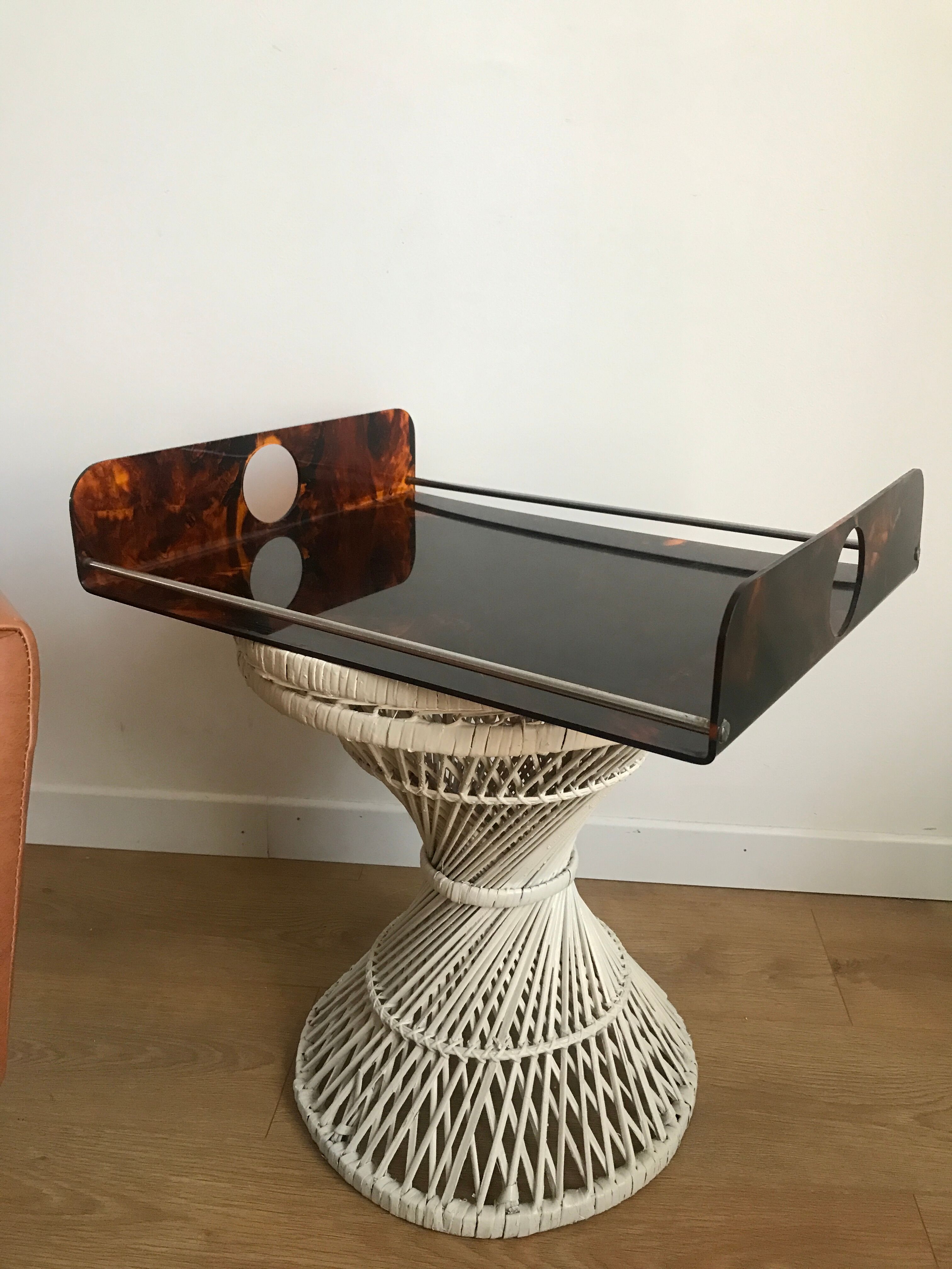 Tray in lucite tortoiseshell way circa 1970