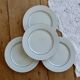 4 vintage dessert plates white porcelain with blue trim