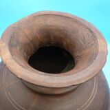 Large carved wooden pot / India