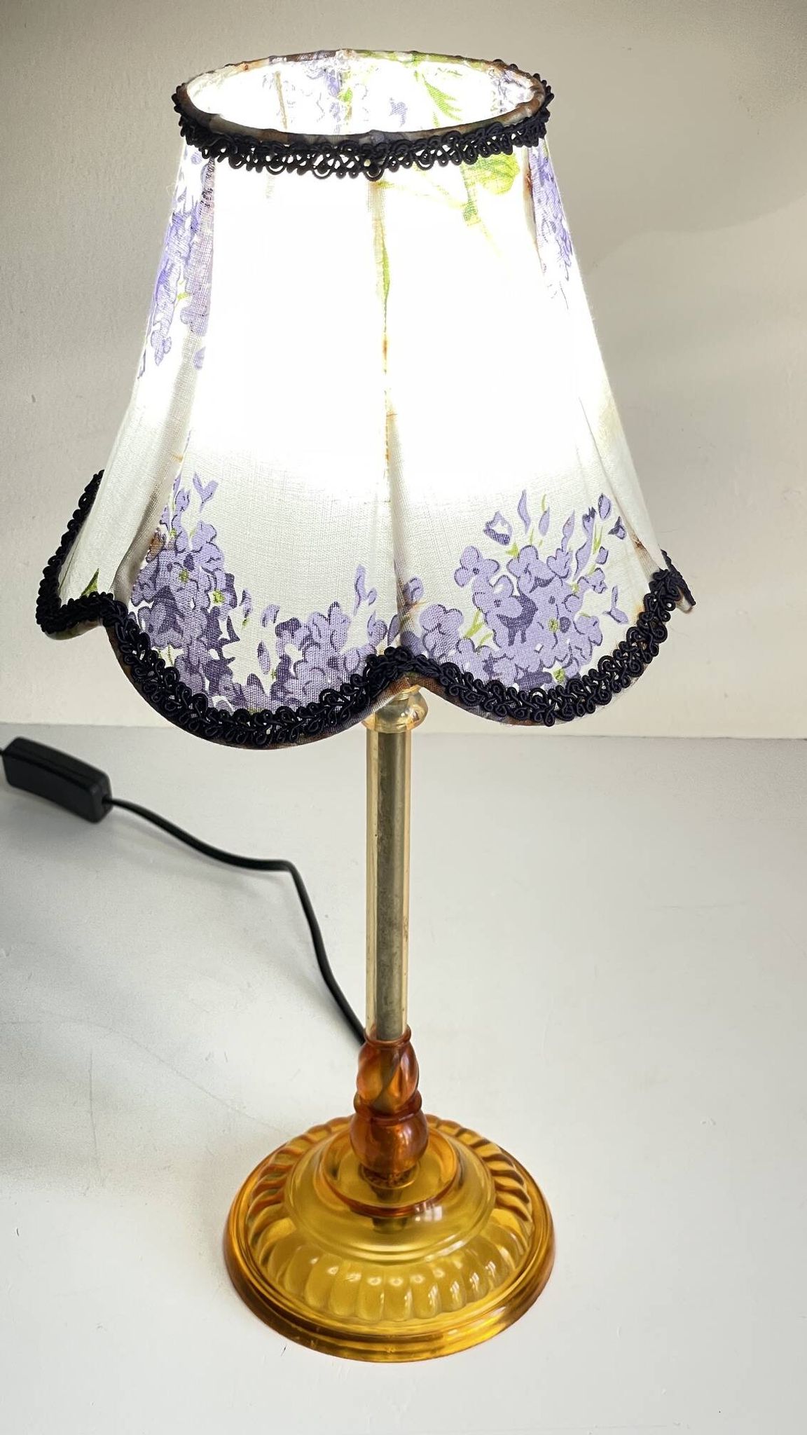 LAMPSHade Plexiglass and Lilac Fabric VINTAGE