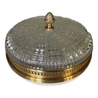 Glass and gilt ceiling lamp