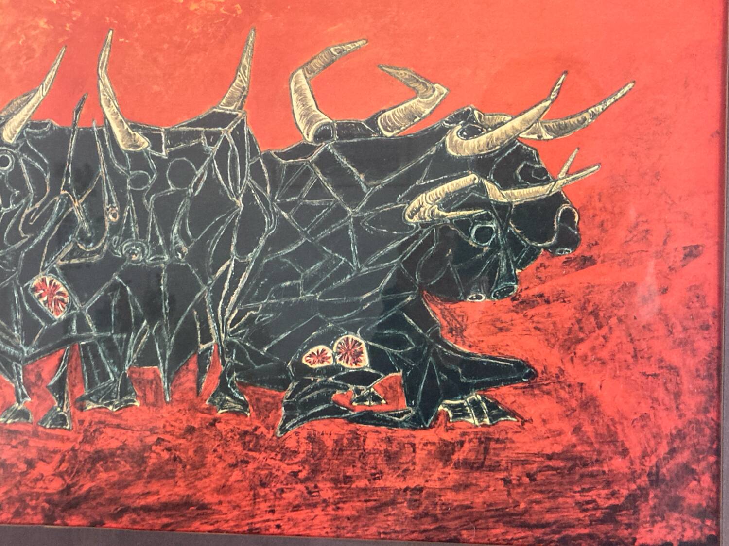 Tableau de taureaux années 70