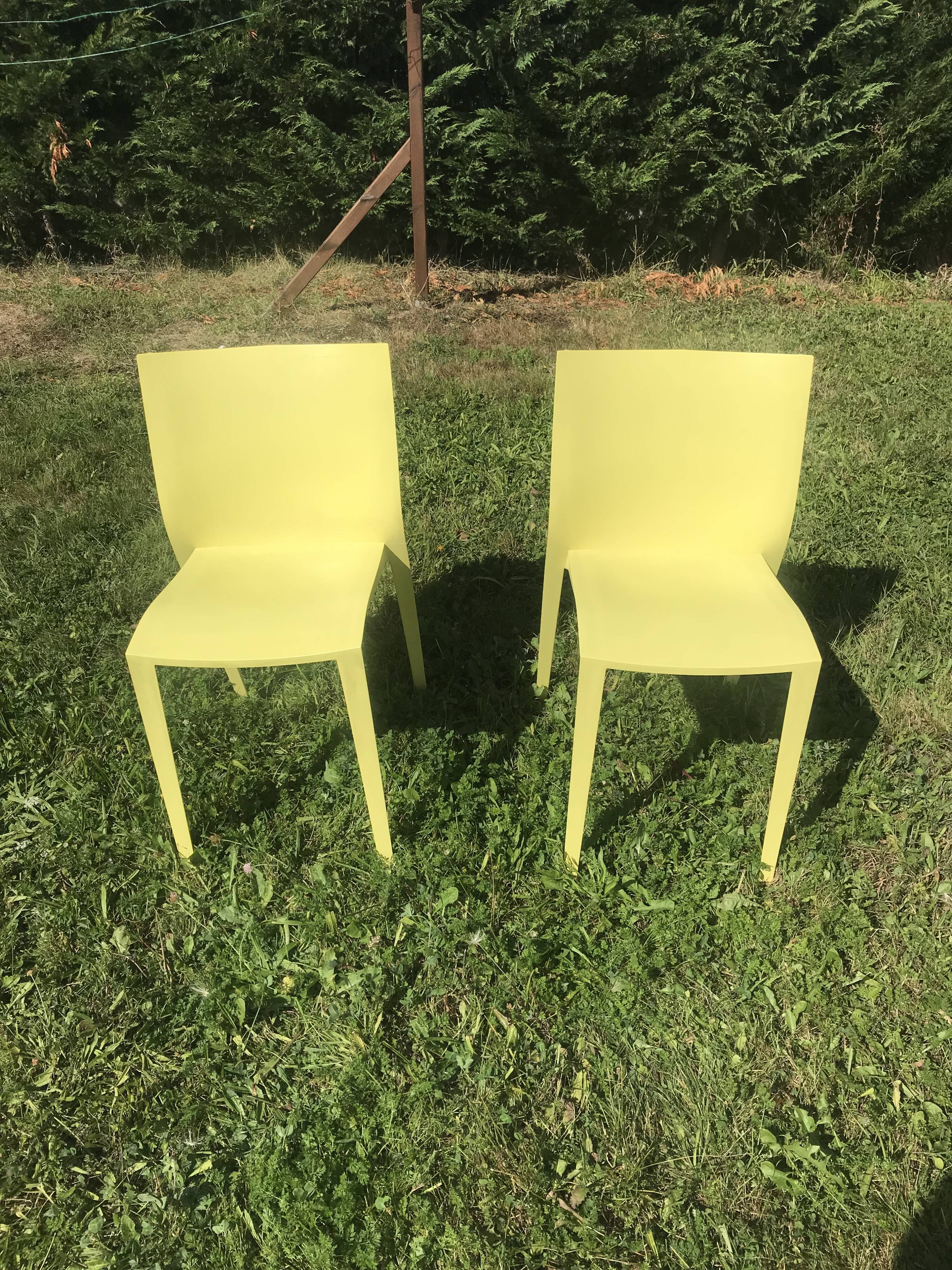 Paire de chaises de Philippe Starck  slick slick jaune