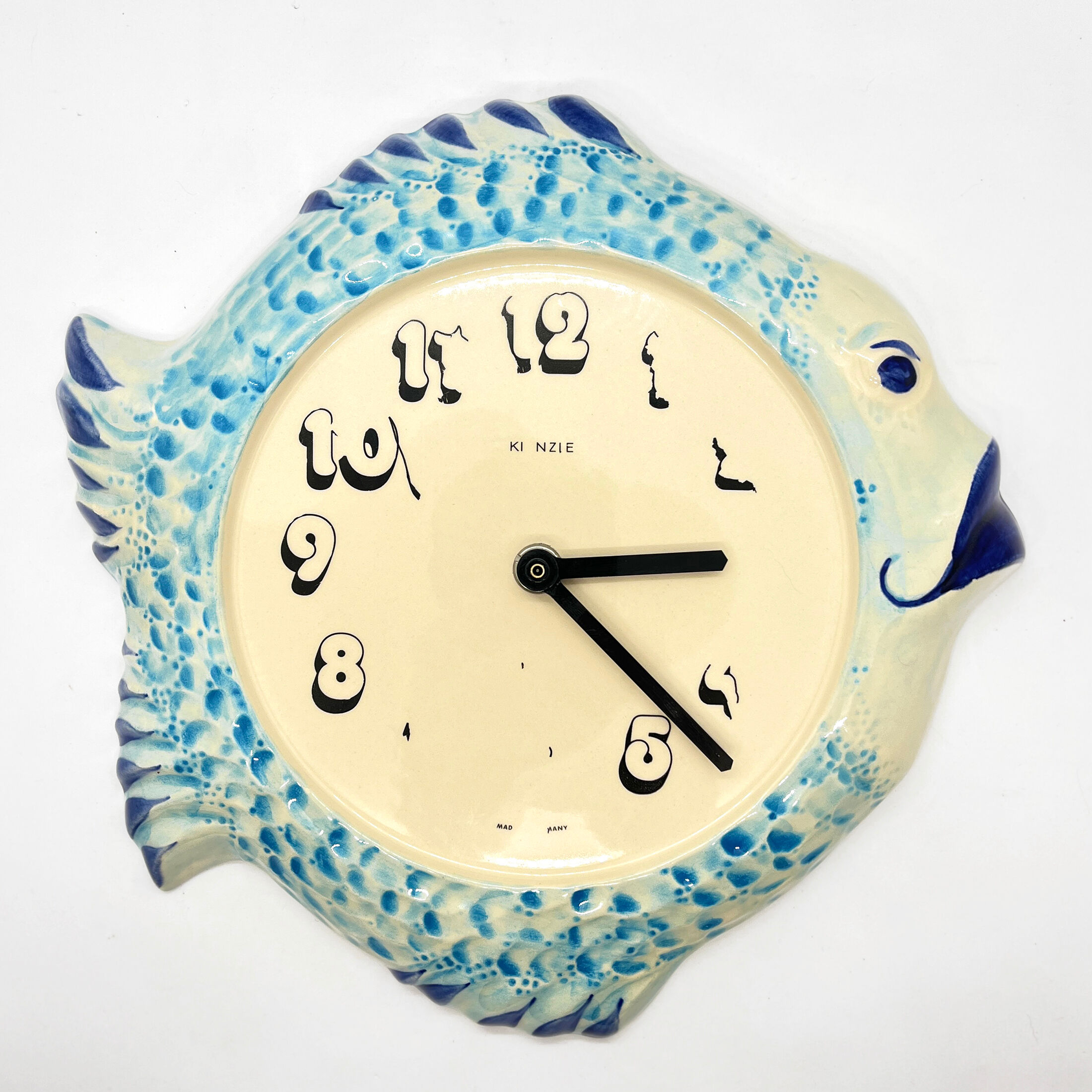 Popart fish-shaped wall clock, Kienzle, Germany, 1980s