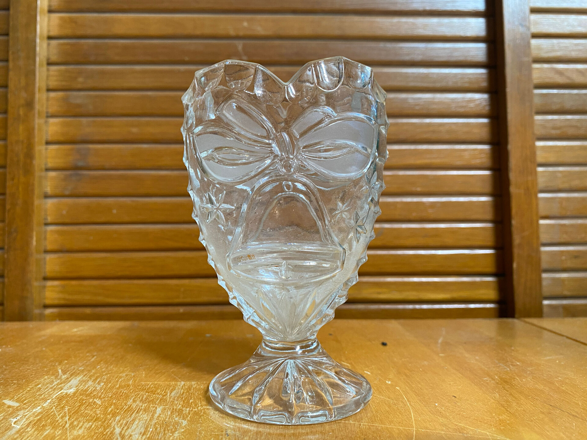 Antique Vase ANNA HUTTE Cut Crystal Bell Shape Vintage #E165