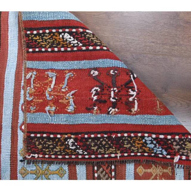 Vintage Turkish Oushak Handmade Wool Cotton Red Kilim Runner 60x214