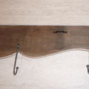 Porte manteaux en bois 4 patères fleurs gris
