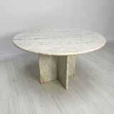 ‘70s Unique Large Round Vintage Marble Dining Table