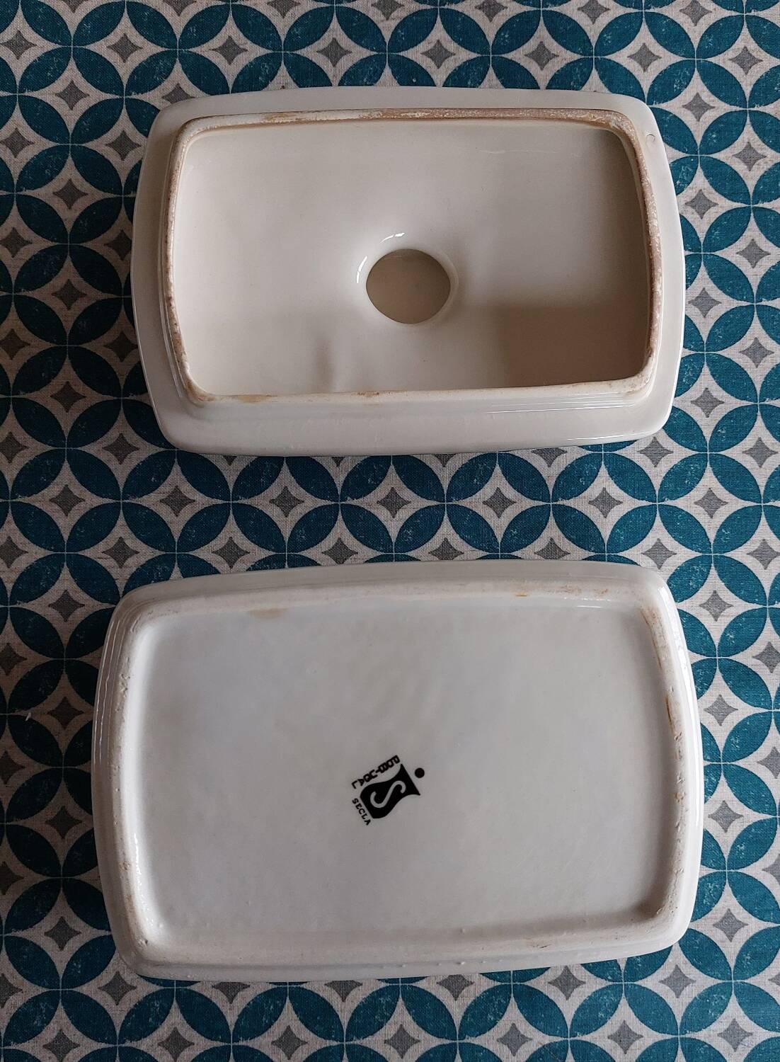 Old earthenware butter dish Secla Portugal