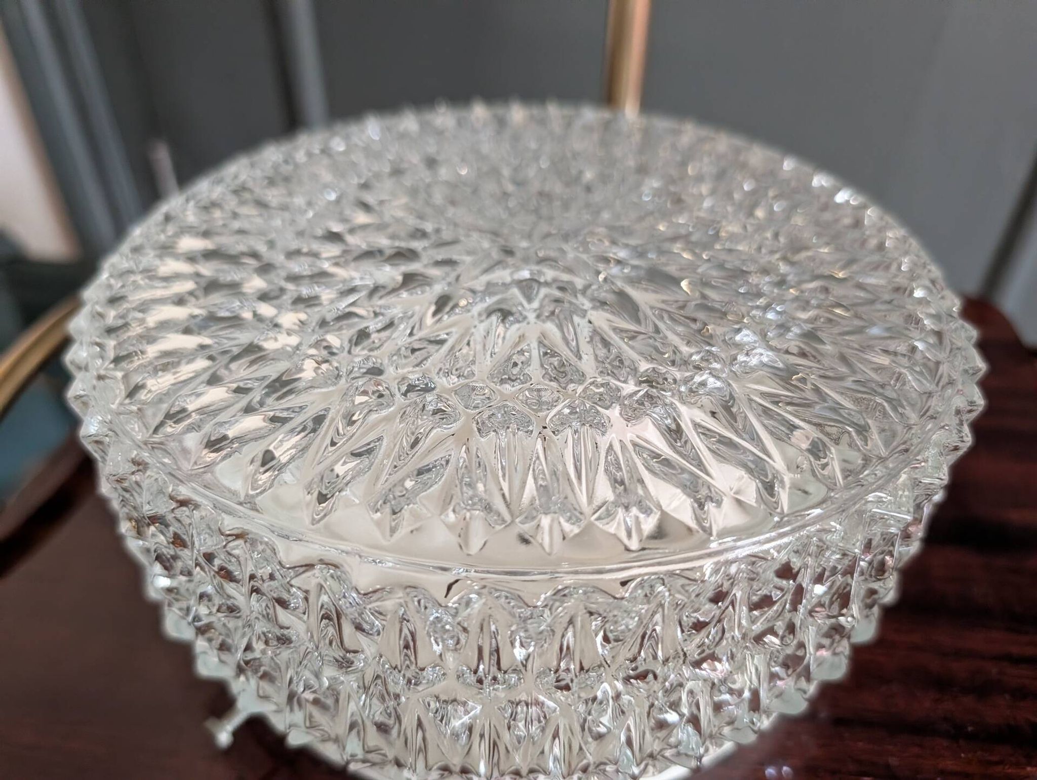 Ceiling light / wall light MATHIAS 1970s – moulded glass with diamond points
