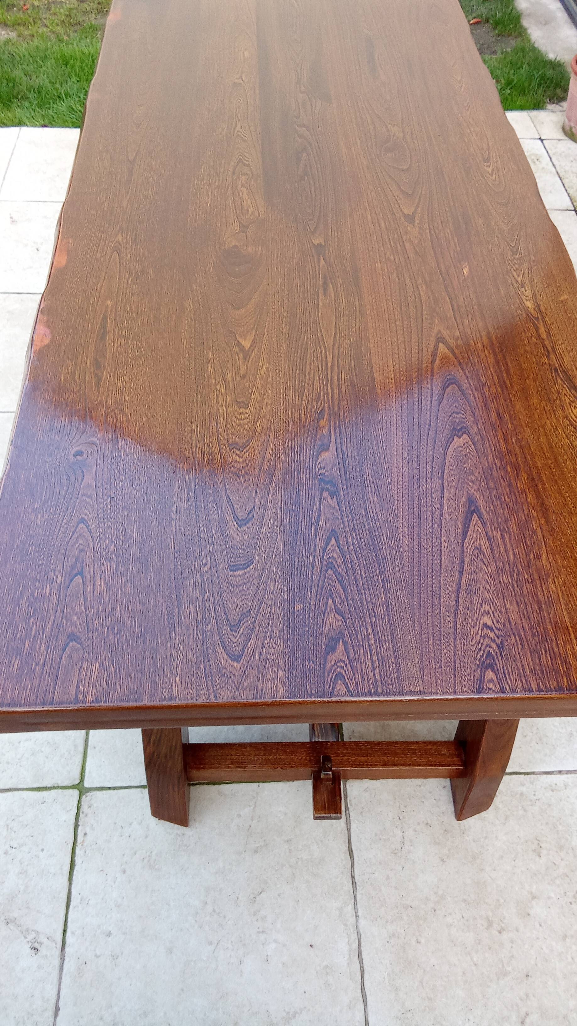 Vintage Scandinavian Brutalist Elm Farmhouse Table