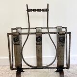 Vintage Brutalist Steel Magazine Rack