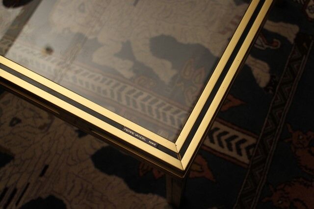 Pierre Vandel Paris design 1970 design gold metal coffee table