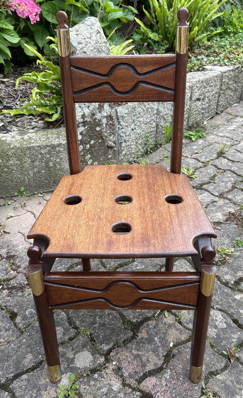 Vintage navy wood scriban chest of drawers and chair