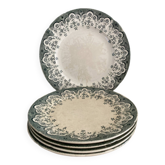 6 flat plates + 1 round dish sarreguemines manila decor.terre de fer