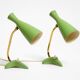 Pair of beautiful green Mid Century Modern Diabolo crow's foot table lamps