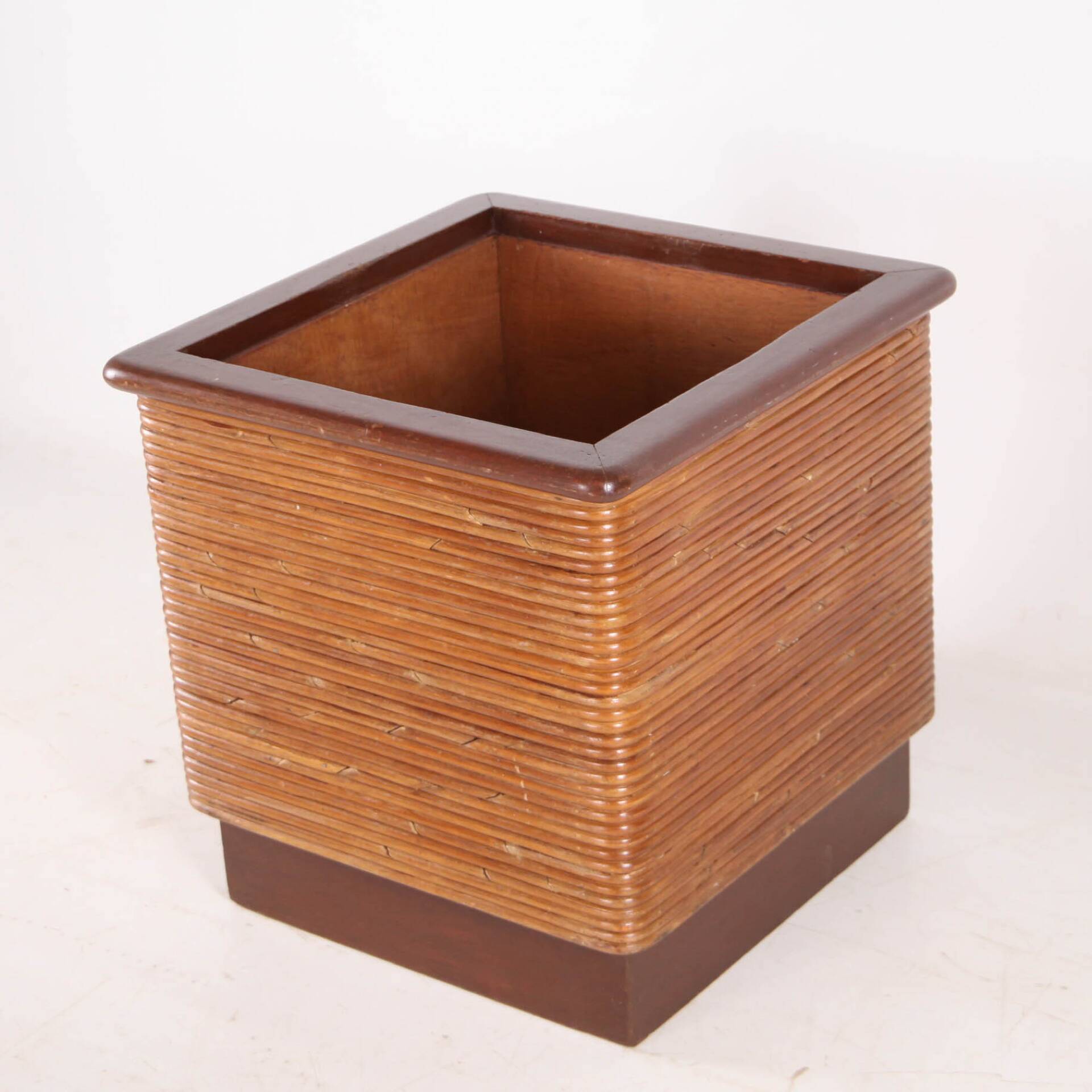 Rattan and wood planter