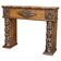 Antique fireplace from around 1880 in solid hand-carved elm with openwork columns.