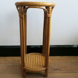 Table d'appoint porte-plantes en rotin et osier