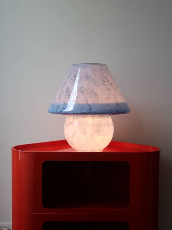 Lampe champignon verre bleu 70 80