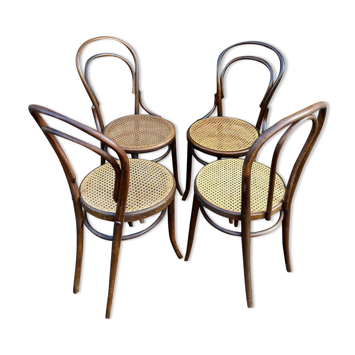 Set of 4 bistro chairs bois courbé type viennois mismatched