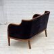 1950s, Danish art deco 2-seater sofa, ash wood, furniture velour.