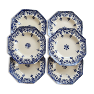 6 assiettes creuses terre - rouen