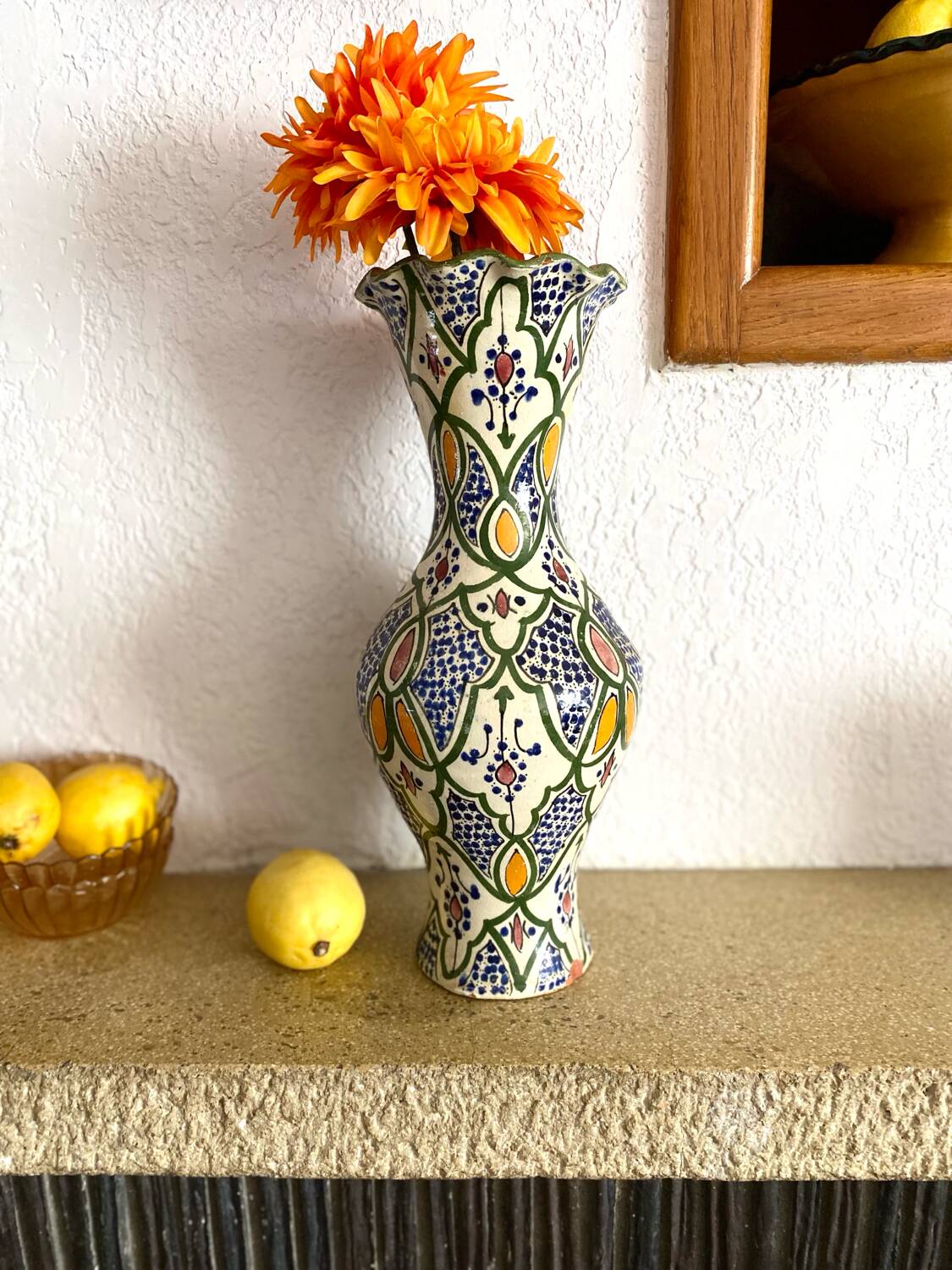 Antique hand-painted ceramic vase