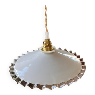 Suspension vintage en verre opalin