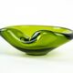 Holmegaard glass platter in olive green, organic form, Danish design, 1970s