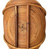 Italian log holder in rattan and bamboo from the 1960s