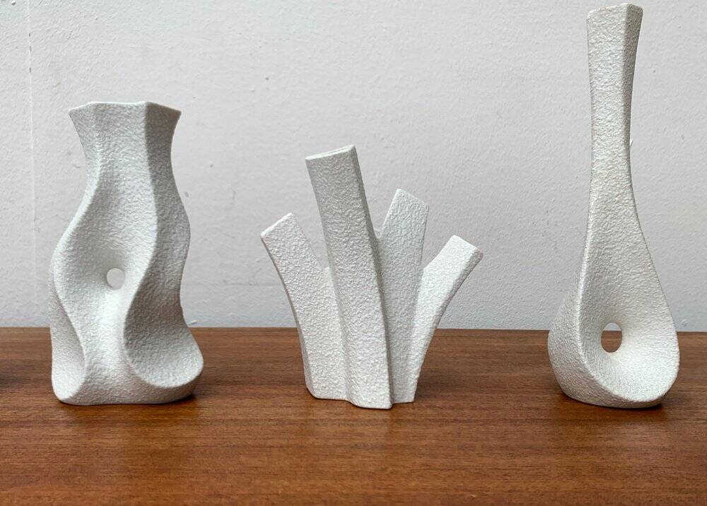 White sculptural vases by Peter Müller for Sgrafo Modern, 1960s, set of 6.