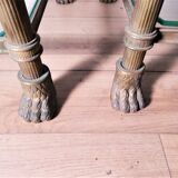 Pair of brass and gilded bronze shelves feet lion's feet