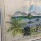 Watercolor painting nadine martinique the three islets + wood frame #a223