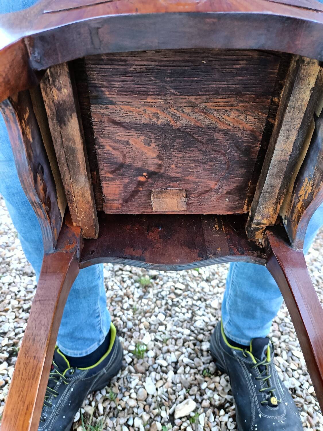 Pair of bedside tables in old Louis XV style marquetry