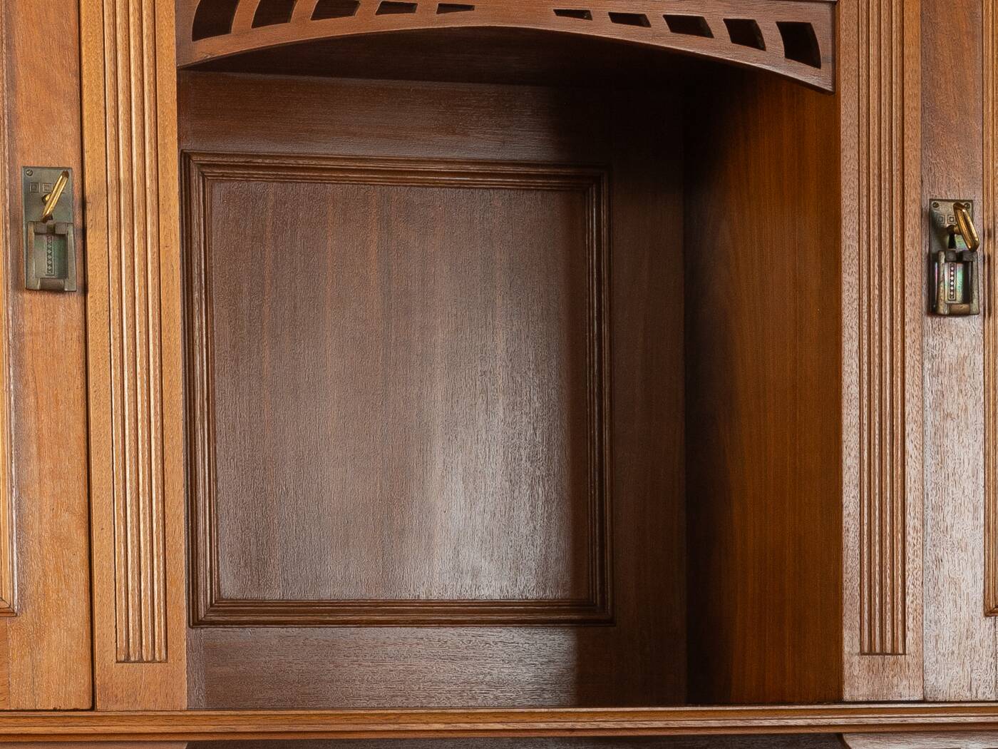 Two-piece buffet from the 1910s in Art Nouveau style, beech wood