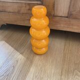 Vase bubble caterpillar orange glass double years 60 70