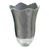 Large glass vase with stylized petal pattern H25.5
