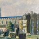 Tableau Aquarelle "La parc du chateau" ec. anglaise ? + encadrement